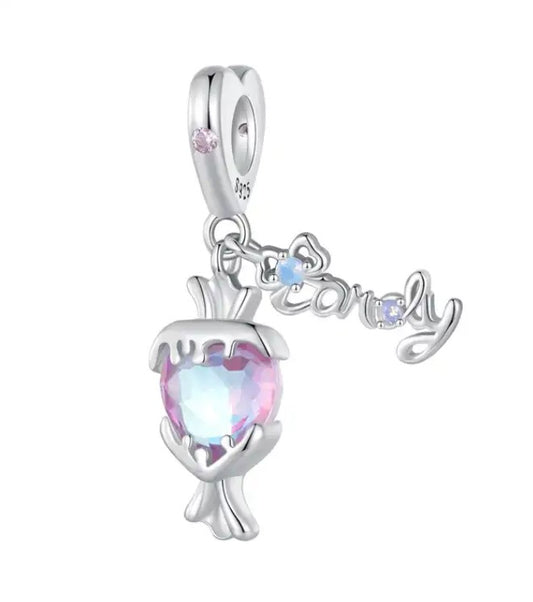 Shimmering Pink CZ Candy Dangle Charm