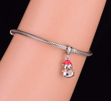 Load image into Gallery viewer, 925 Sterling Silver Christmas Snowman Dangle Charm