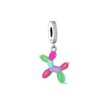 Load image into Gallery viewer, 925 Sterling Silver Colourful Enamel Balloon Dog Dangle Charm
