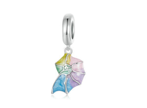 925 Sterling Silver Rainbow Enamel Conch Shell Dangle Charm