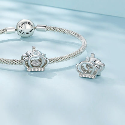 Elegant Royal Crown CZ Bead Charm