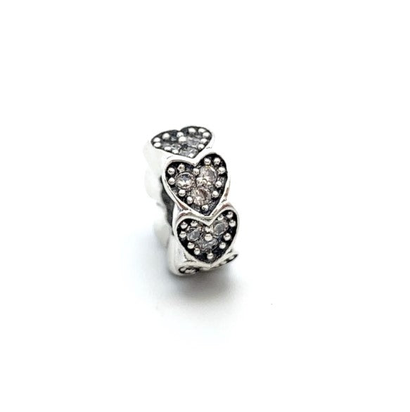 925 Sterling Silver Path of the Heart Clear CZ Spacer