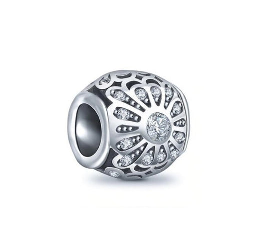 Daisy Motive CZ Bead Charm