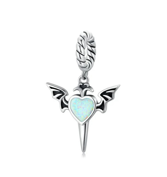 Heart Opal Cross Stone Dangle Charm