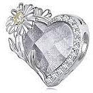 925 Sterling Silver Heart CZ  Birthstone Flower Bead charm