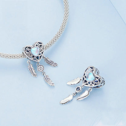 Dreamcatcher Moonstone Heart Bead Charm