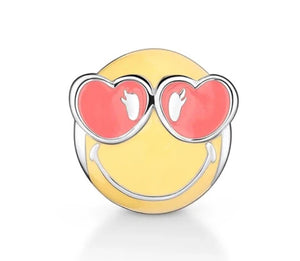 925 Sterling Silver Love Shades Enamel Emoji Bead Charm