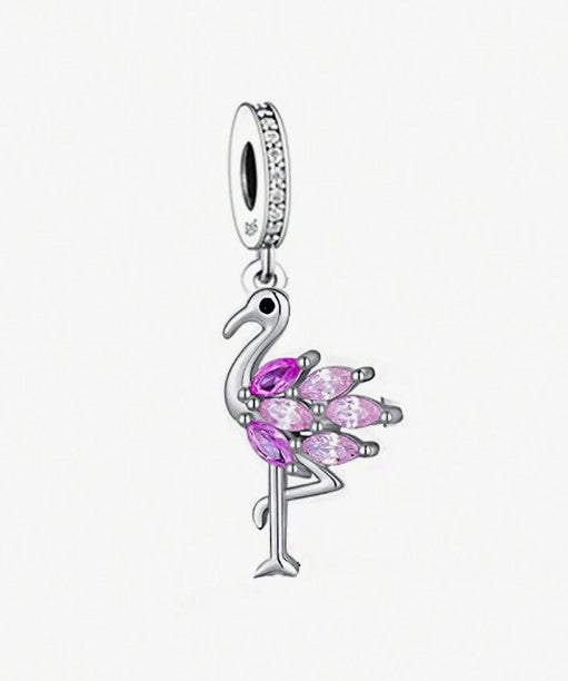 Flamingo Pink CZ Dangle Charm