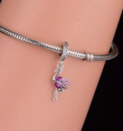 Flamingo Pink CZ Dangle Charm