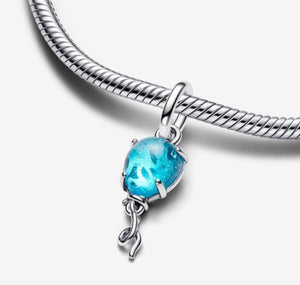 925 Sterling Silver Fly High Blue Murano Balloon Dangle Charm