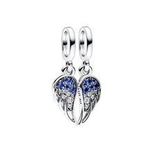 Load image into Gallery viewer, 925 Sterling Silver Double Friendship Angel Wings Dangle Charm SET