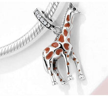 Load image into Gallery viewer, 925 Sterling Silver Brown Enamel Giraffe Dangle Charm