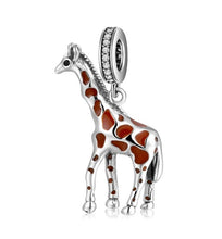 Load image into Gallery viewer, 925 Sterling Silver Brown Enamel Giraffe Dangle Charm