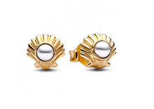 Load image into Gallery viewer, 925 Sterling Silver Gold Plated The Little Mermaid Pearly Shell Stud Earrings