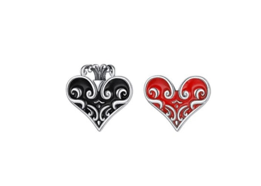 Enamel Heart Minimalist Stud Earrings