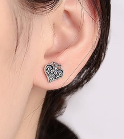 Enamel Heart Minimalist Stud Earrings