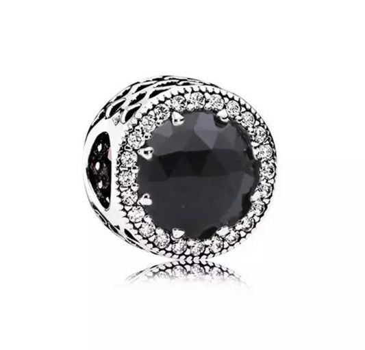 Black Murano CZ Bead Charm