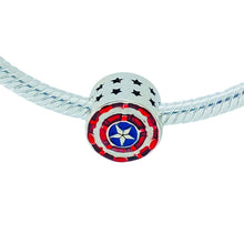 Load image into Gallery viewer, 925 Sterling Silver Captain America Shield Bead Charm