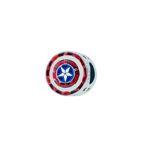 925 Sterling Silver Captain America Shield Bead Charm