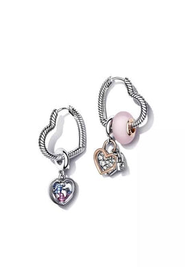 925 Sterling Silver Heart Charm Earrings
