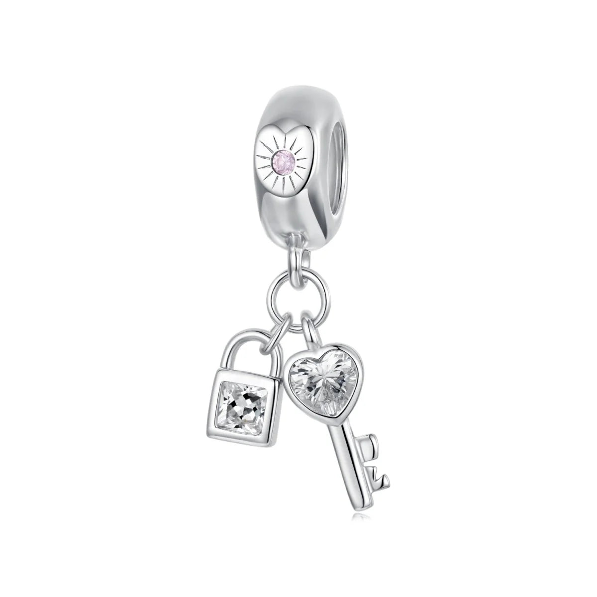 Lock and Key Love Sparkle Dangle Charm