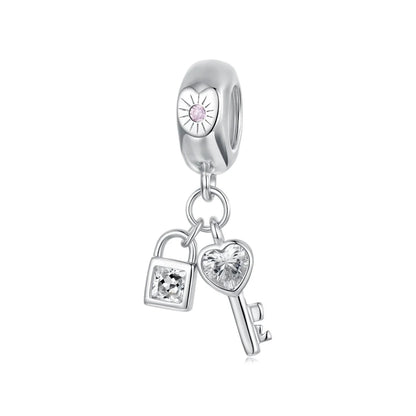 Lock and Key Love Sparkle Dangle Charm