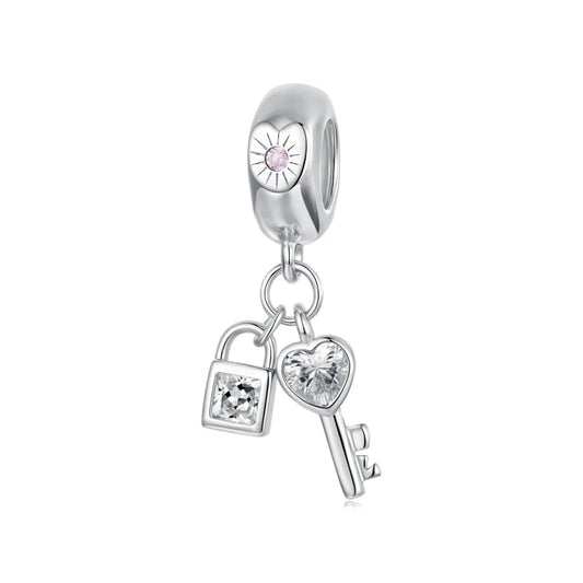 Lock and Key Love Sparkle Dangle Charm