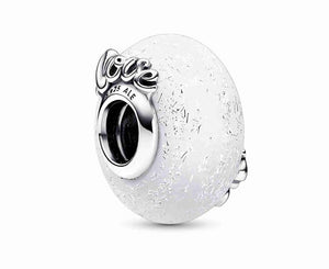925 Sterling Silver Love Mom Murano Glass Bead Charm