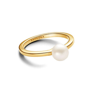 925 Sterling Silver Gold Plated Pearl Ring