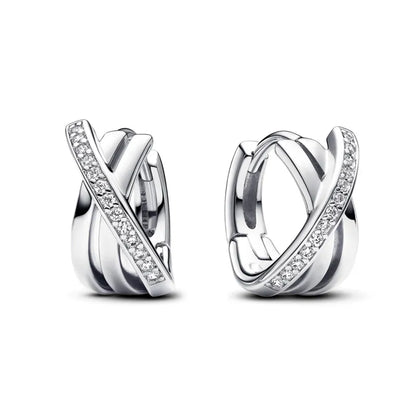 Crossover Pavé Hoop Earrings