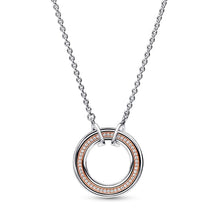 Load image into Gallery viewer, 925 Sterling Silver Two Tone  Two tone Round &amp; Pavé Necklace