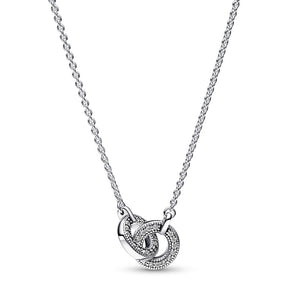 925 Sterling Silver Intertwined Pavé Pendant Necklace