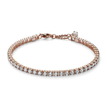 Load image into Gallery viewer, 925 Sterling Silver Rose Gold Plated Sparkling CZ Link Tennis Bracelet