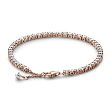 Load image into Gallery viewer, 925 Sterling Silver Rose Gold Plated Sparkling CZ Link Tennis Bracelet
