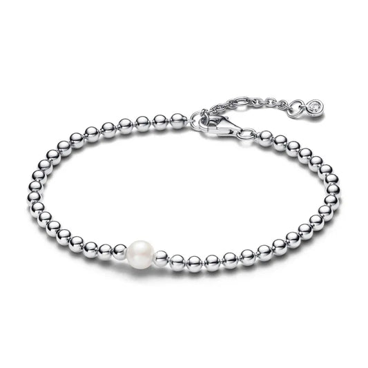 Imitation Pearl Beaded Link Bracelet