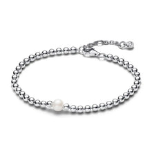 Load image into Gallery viewer, 925 Sterling Silver Imitation Pearl Beaded Link Bracelet
