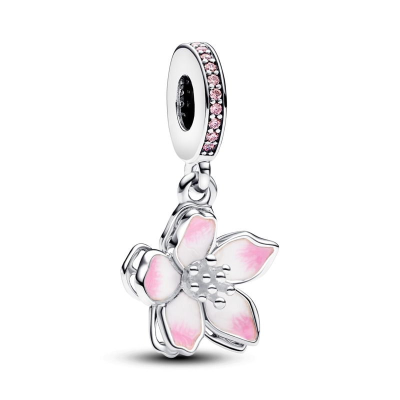 CZ Cherry Blossom Dangle Charm