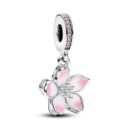 CZ Cherry Blossom Dangle Charm