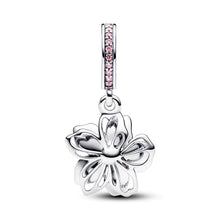 Load image into Gallery viewer, 925 Sterling Silver CZ Cherry Blossom Dangle Charm
