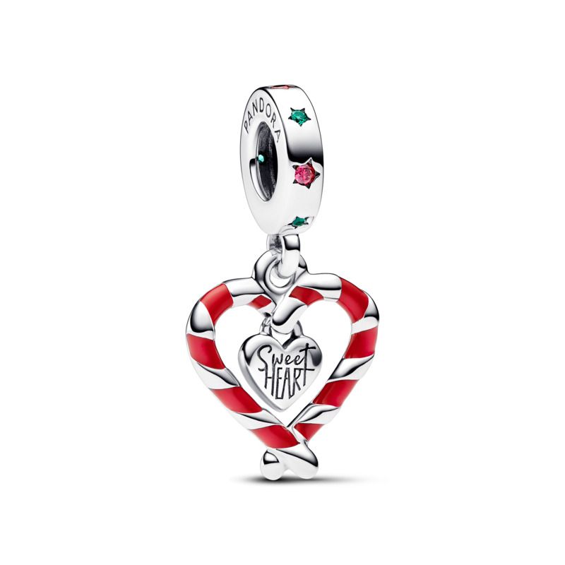 Candy Cane Heart Dangle Charm