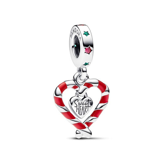 Candy Cane Heart Dangle Charm