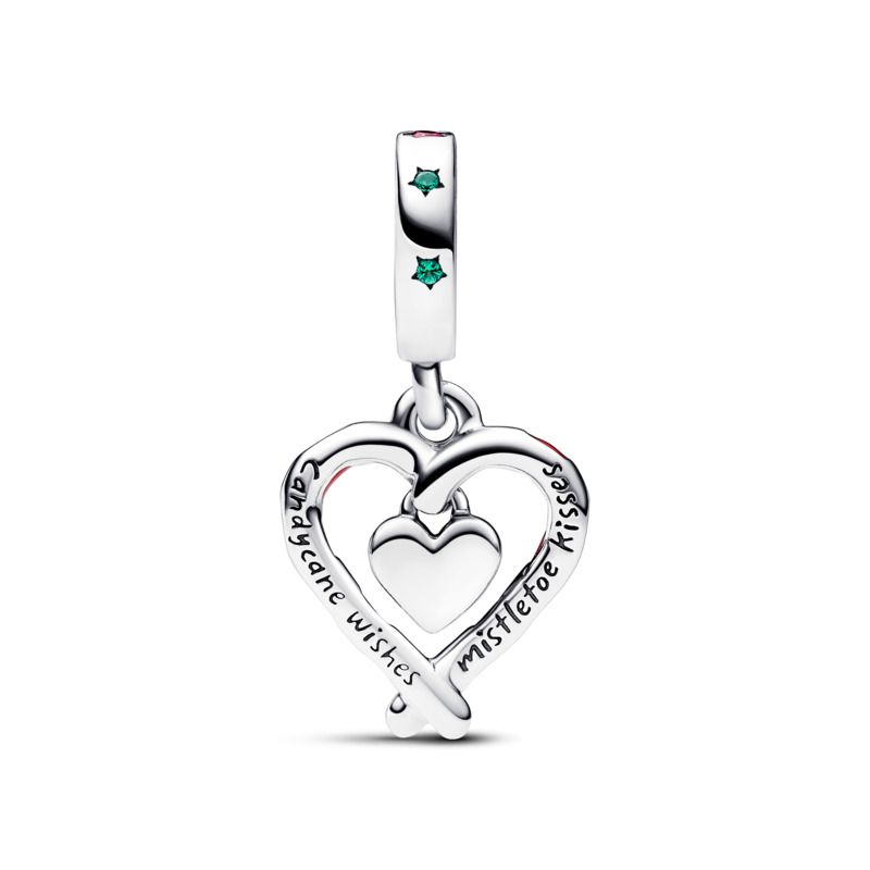 Candy Cane Heart Dangle Charm