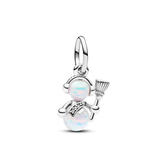 Christmas Opal Snowman Dangle Charm