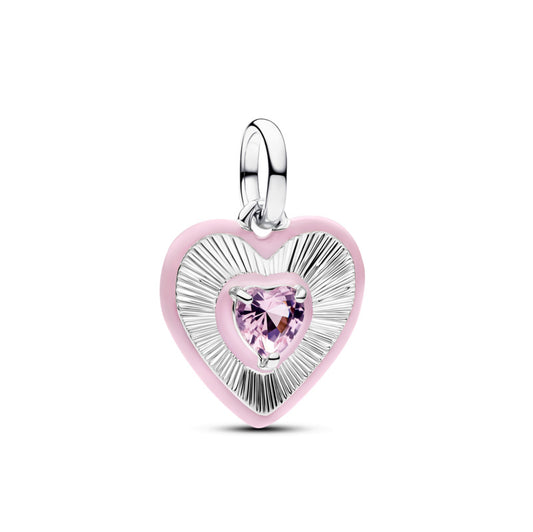 Radiating Pink Heart Medallion Charm