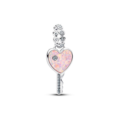 Opalescent Heart Key Dangle Charm