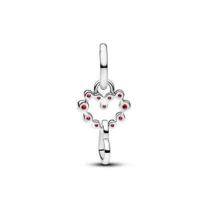 Connected Hearts & Red Stones Dangle Charm