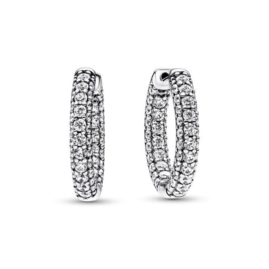 925 Sterling Silver Small Timeless Pave Hoop Earrings