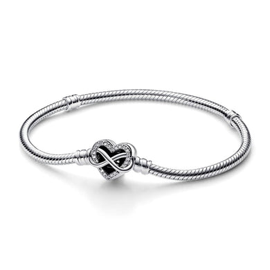925 Sterling Silver Infinity Heart Clasp Snake Bracelet