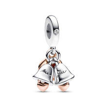 Load image into Gallery viewer, 925 Sterling Silver Just Married Wedding Bells Charm
