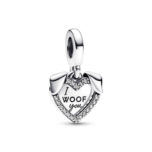 Heart and Dog Double Dangle Charm